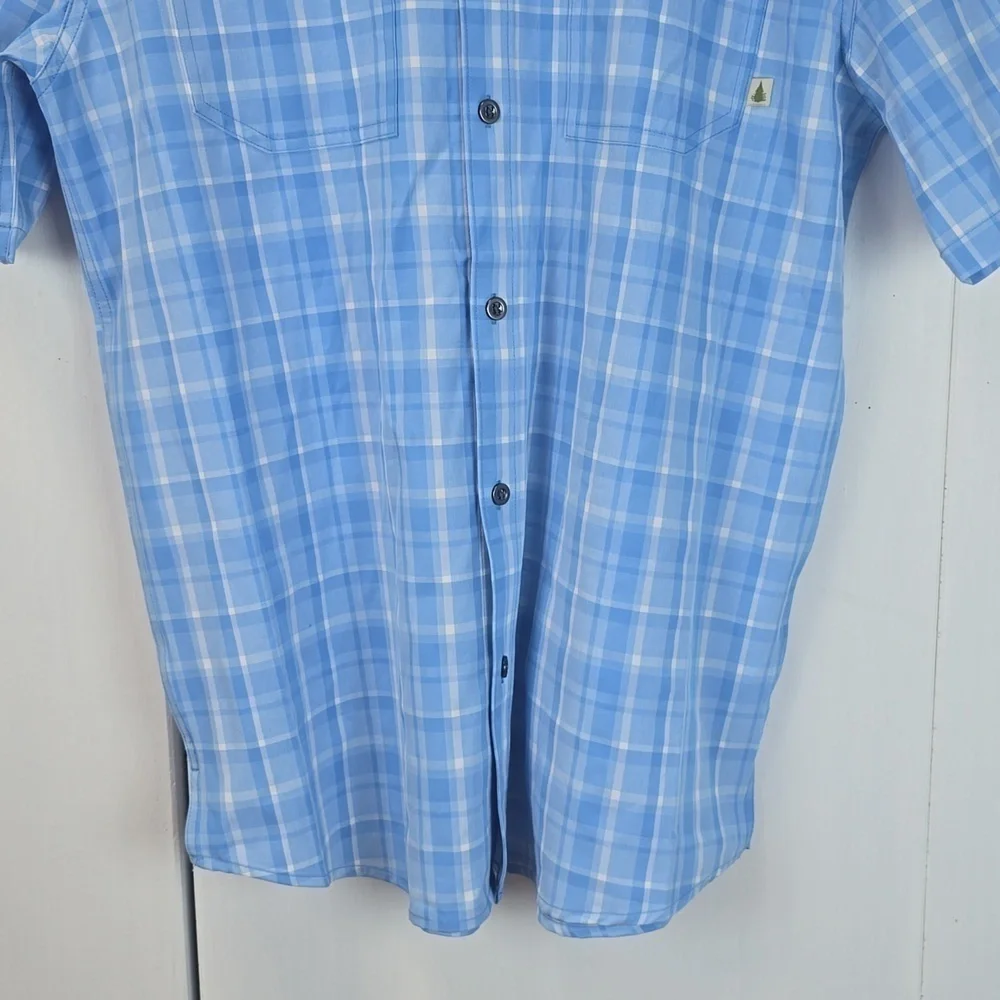 Lake & Trail Mens Blue/White PLAID Pocket Button down Shirt outdoors Sz.M - Picture 3 of 9